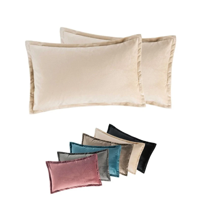 2er Pack Kissenhüllen 30x50 cm Kissenbezüge in edler Samt Optik Moon Flora