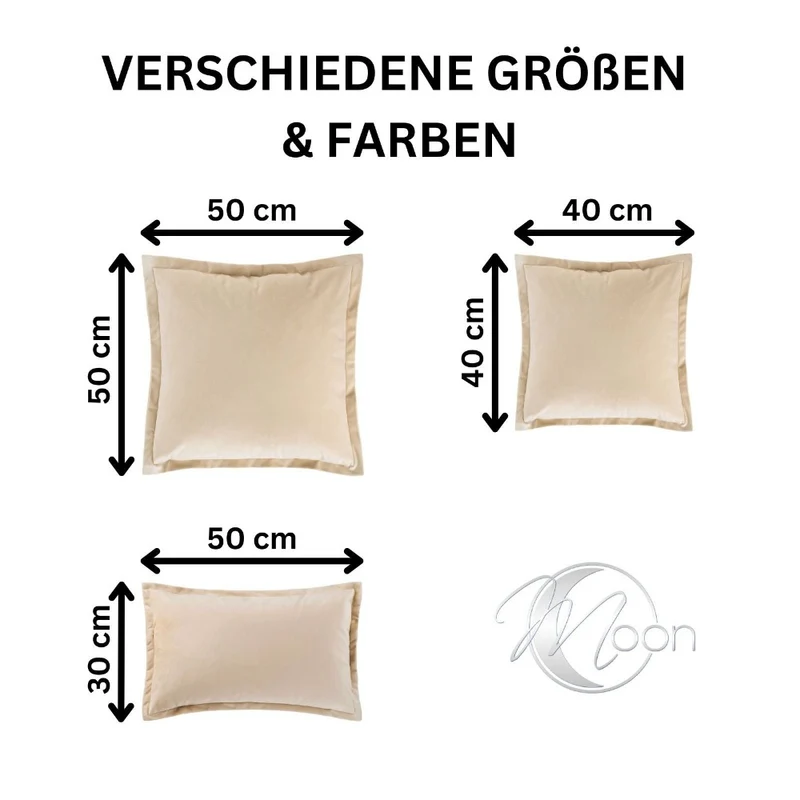 2er Pack Kissenhüllen 30x50 cm Kissenbezüge in edler Samt Optik Moon Flora