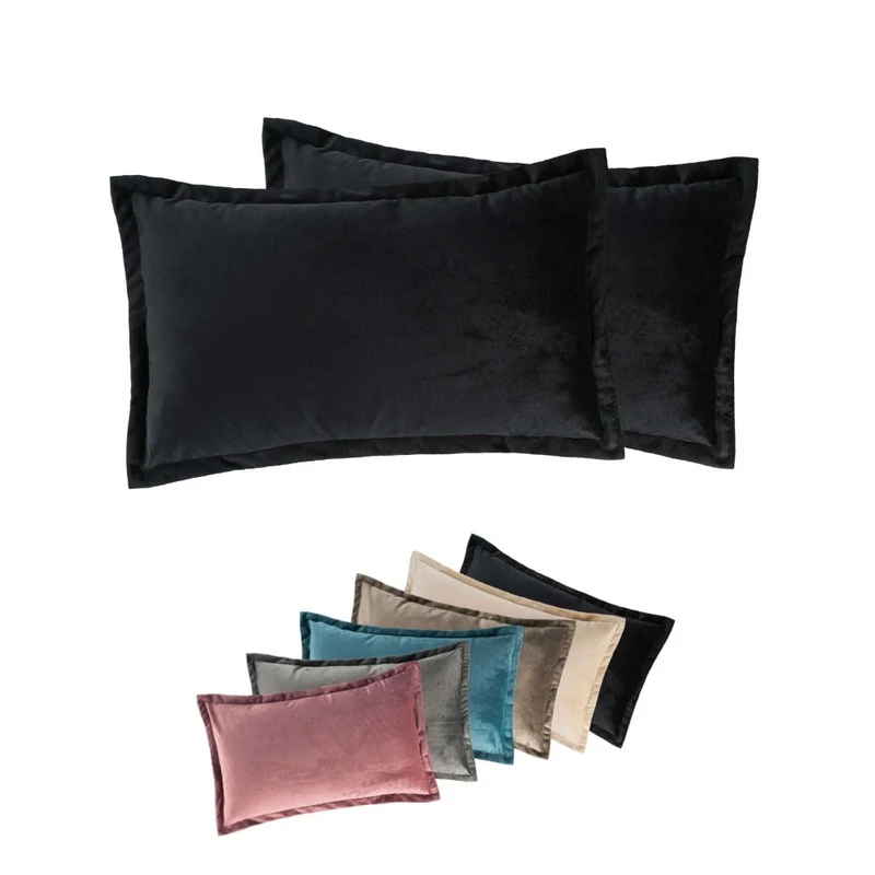 2er Pack Kissenhüllen 30x50 cm Kissenbezüge in edler Samt Optik Moon Flora