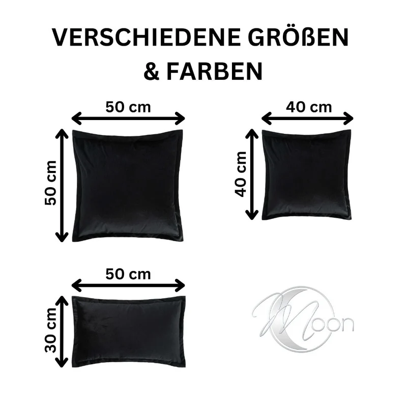 2er Pack Kissenhüllen 30x50 cm Kissenbezüge in edler Samt Optik Moon Flora