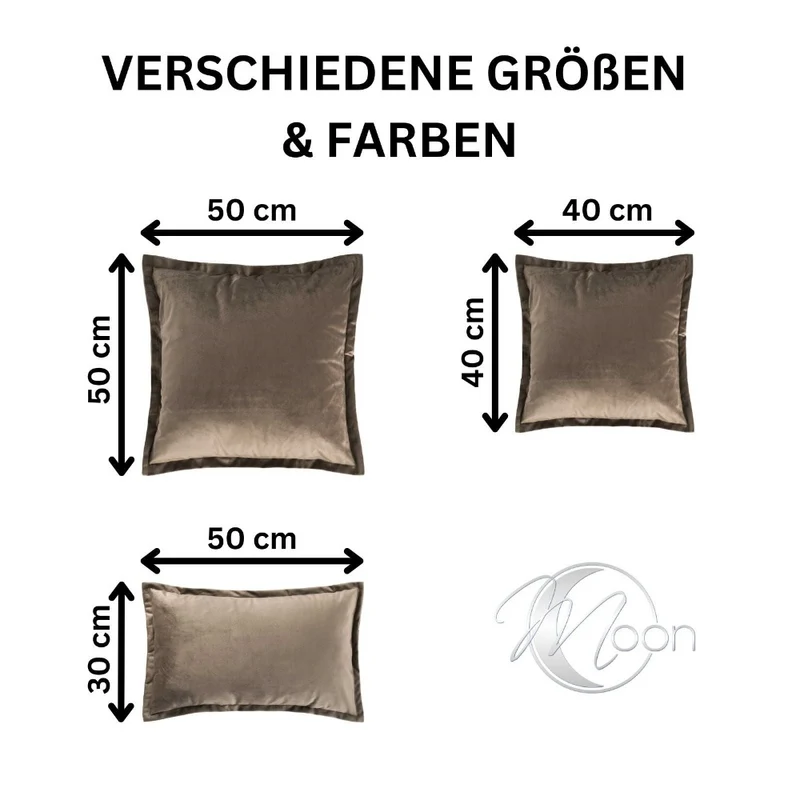 2er Pack Kissenhüllen 30x50 cm Kissenbezüge in edler Samt Optik Moon Flora
