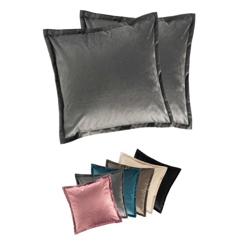 2er Pack Kissenhülle 40x40 cm Kissenbezug edle Samt Optik Moon Flora