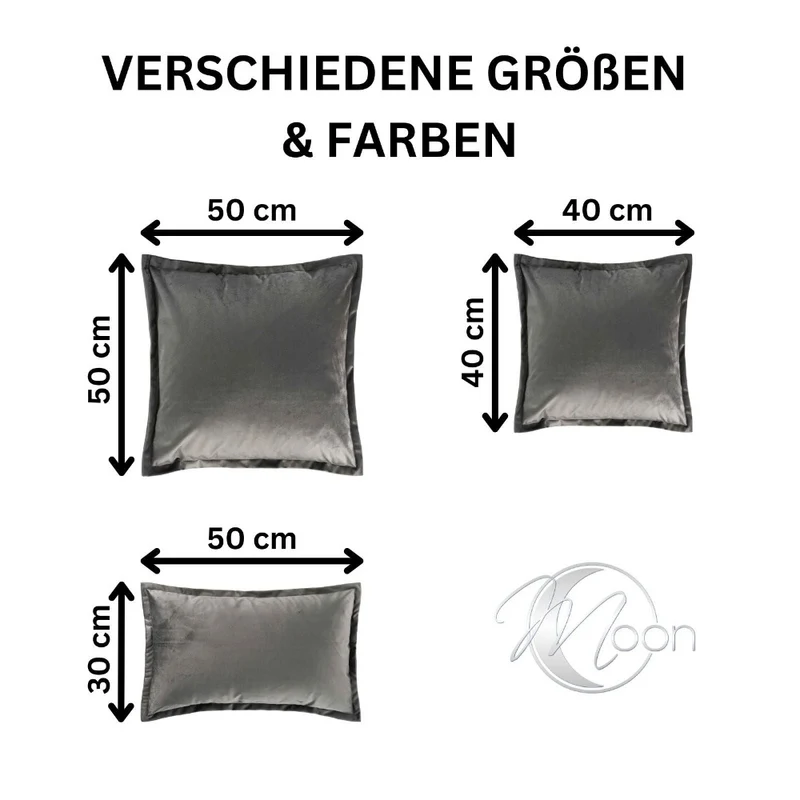 2er Pack Kissenhülle 40x40 cm Kissenbezug edle Samt Optik Moon Flora