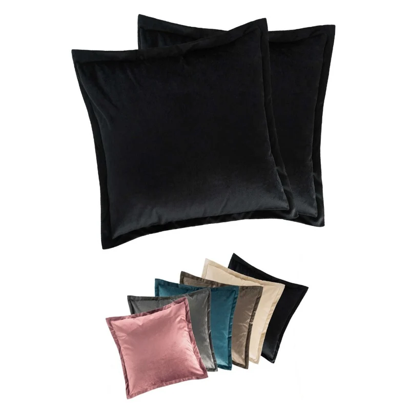 2er Pack Kissenhülle 40x40 cm Kissenbezug edle Samt Optik Moon Flora