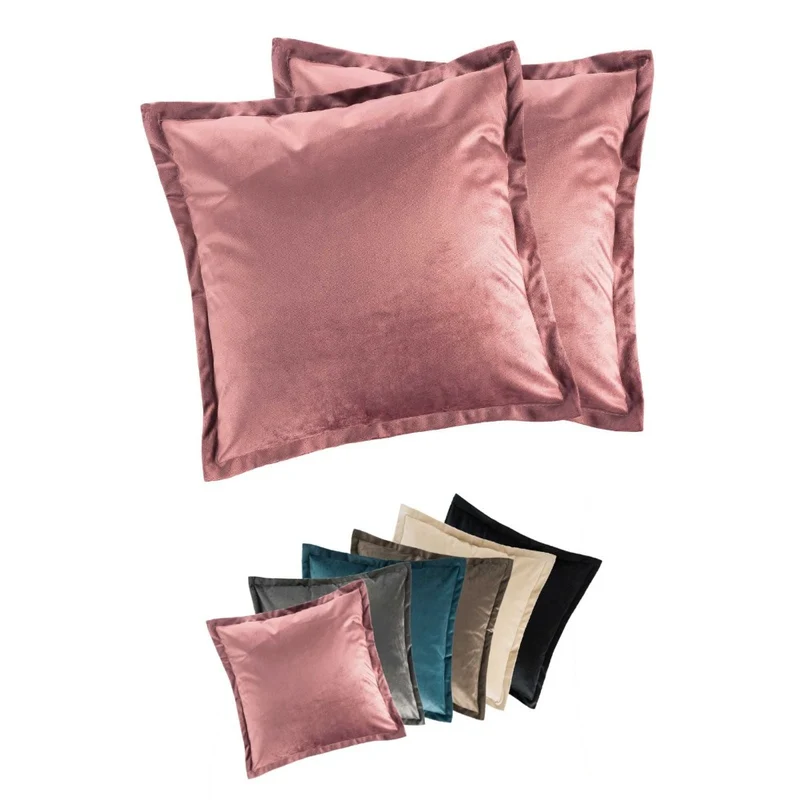 2er Pack Kissenhülle 40x40 cm Kissenbezug edle Samt Optik Moon Flora