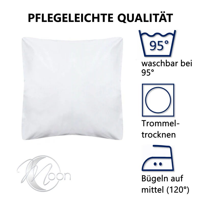 Moon - 2er Pack Hotelbettwäsche, Kissenbezug Linon weiß - Serie Classic mit Hotelverschluss - 100% Baumwolle - 95° Kochfest (weiß)