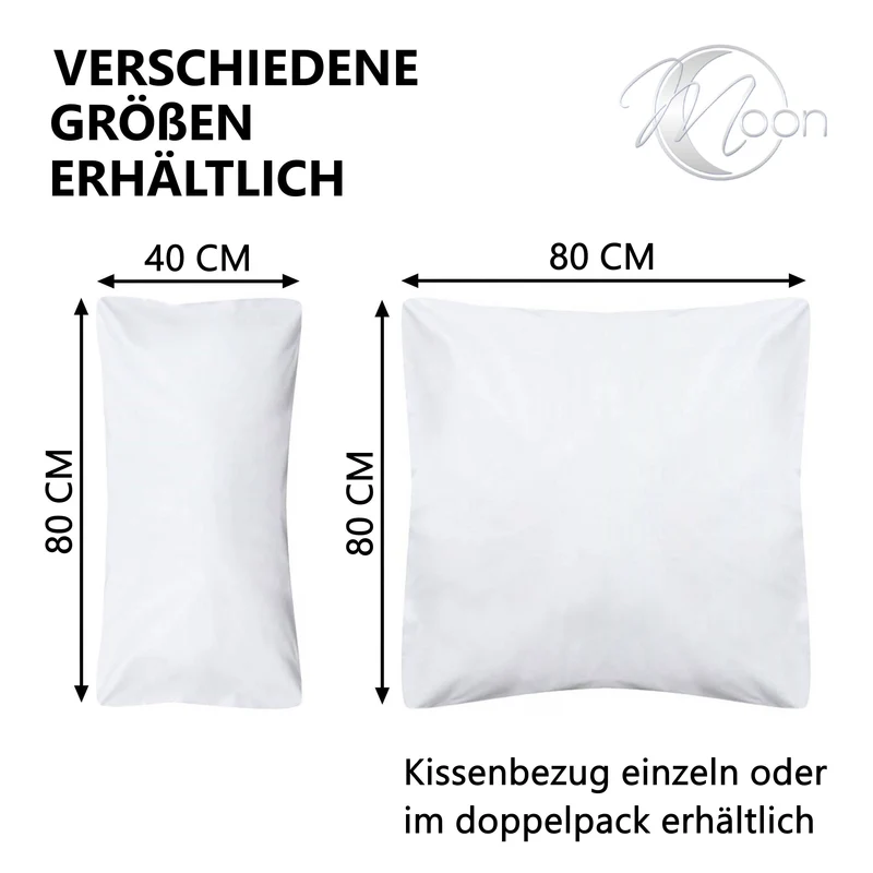 Moon - Pack Hotelbettwäsche, Kissenbezug Linon weiß - Serie Classic mit Hotelverschluss - 100% Baumwolle - 95° Kochfest (weiß)