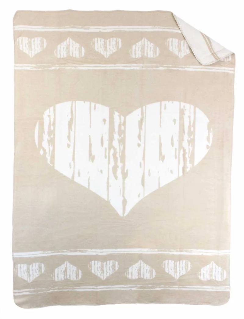Moon Luxus Kuscheldecke Wolldecke Herz 150x200