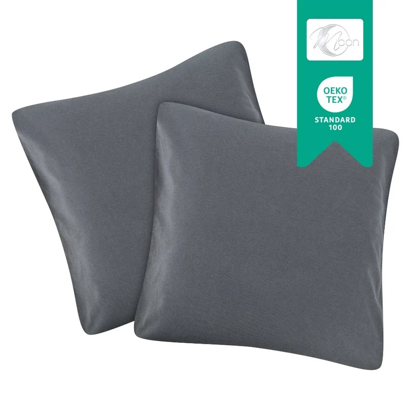MOON Line-green 2er Pack Kissenbezug Kissenhülle Jersey 160g/m² 100% Baumwolle
