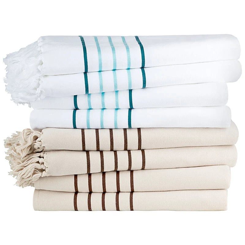 Floringo Hamamtuch Streifen Fransen 350g/m² einseitiges Walkfrottier 90x150 cm