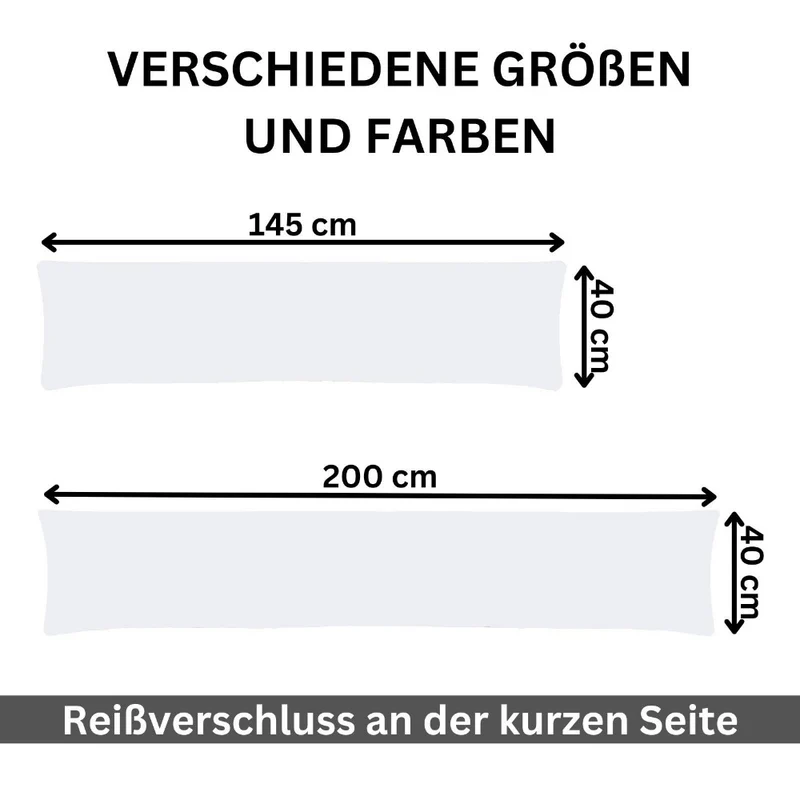 MOON 2er Pack Seitenschläferkissen Bezug Jersey Kissenbezug 40x145 oder 40x200