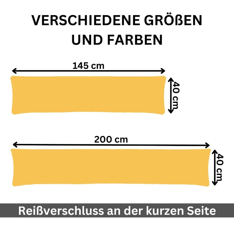 MOON 2er Pack Seitenschläferkissen Bezug Jersey Kissenbezug 40x145 oder 40x200