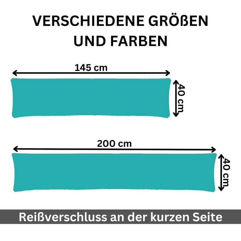 MOON 2er Pack Seitenschläferkissen Bezug Jersey Kissenbezug 40x145 oder 40x200