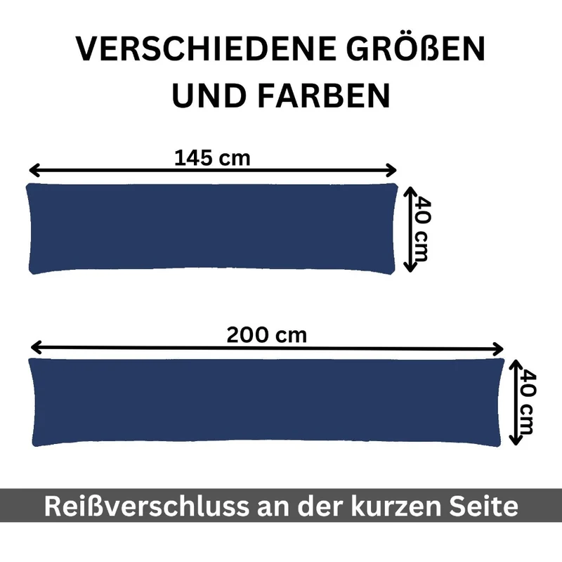 MOON 2er Pack Seitenschläferkissen Bezug Jersey Kissenbezug 40x145 oder 40x200