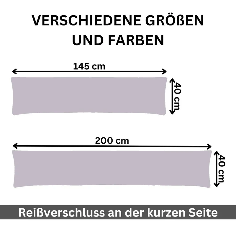 MOON 2er Pack Seitenschläferkissen Bezug Jersey Kissenbezug 40x145 oder 40x200