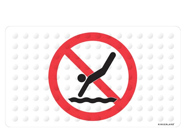 Badmatte No Diving - weiße Badmatte mit Noppen und Anti-Rutsch von Kikkerland