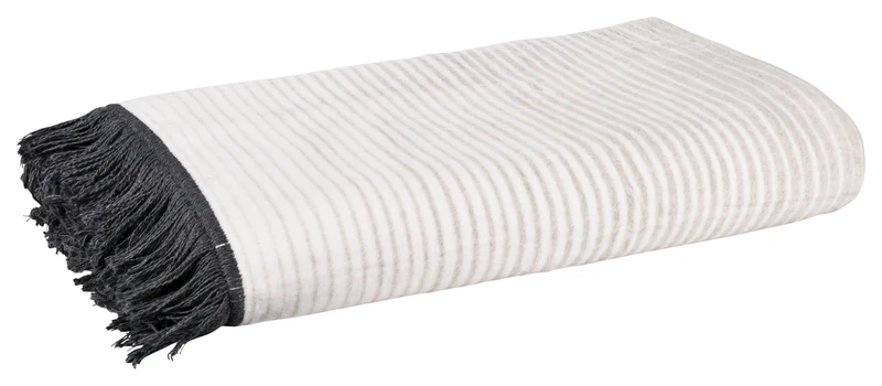 MOON Wolldecke Kuscheldecke Wohndecke 150x200 Stripes mit Fransen