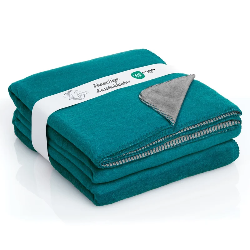 Moon Doubleface Kuscheldecke Wohndecke Baumwollmix ca. 150x200cm geketteter Rand