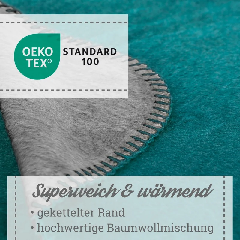 Moon Doubleface Kuscheldecke Wohndecke Baumwollmix ca. 150x200cm geketteter Rand