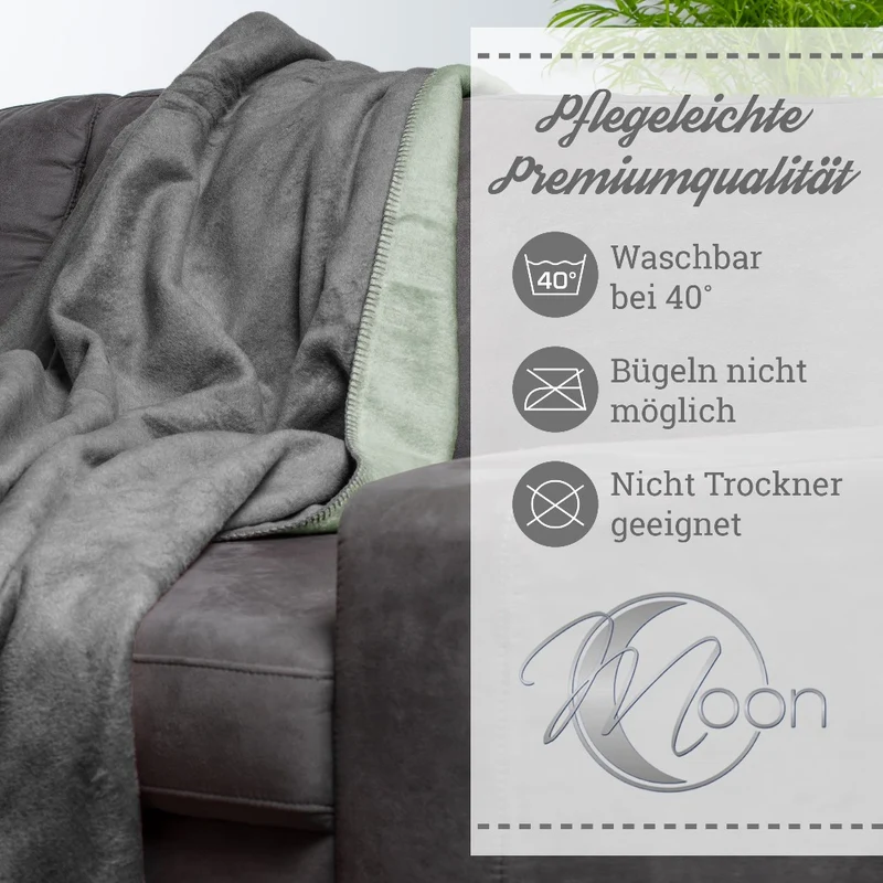 Moon Doubleface Kuscheldecke Wohndecke Baumwollmix ca. 150x200cm geketteter Rand