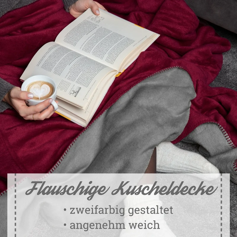 Moon Doubleface Kuscheldecke Wohndecke Baumwollmix ca. 150x200cm geketteter Rand