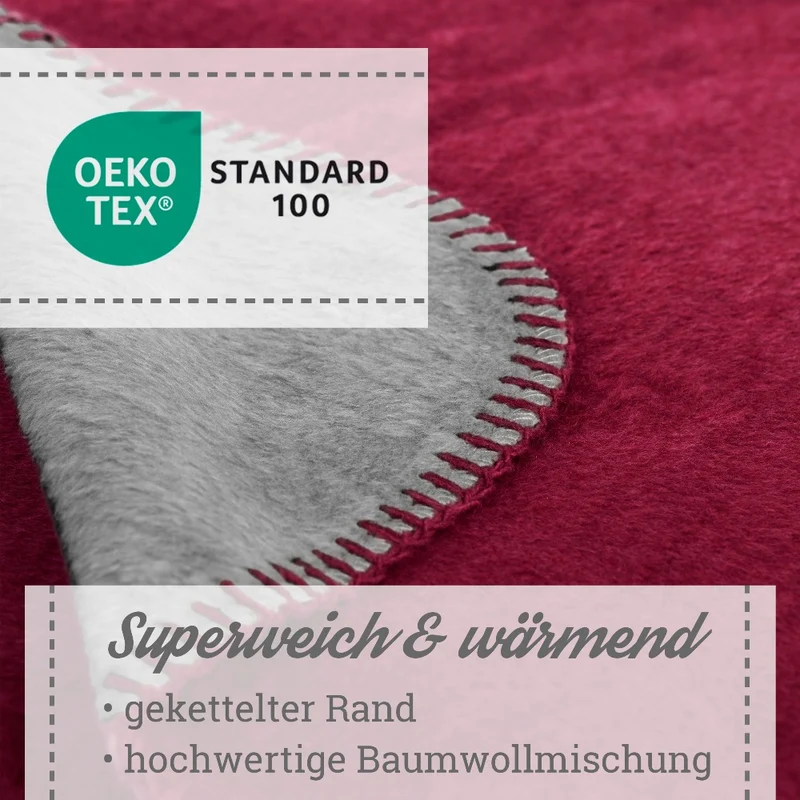 Moon Doubleface Kuscheldecke Wohndecke Baumwollmix ca. 150x200cm geketteter Rand