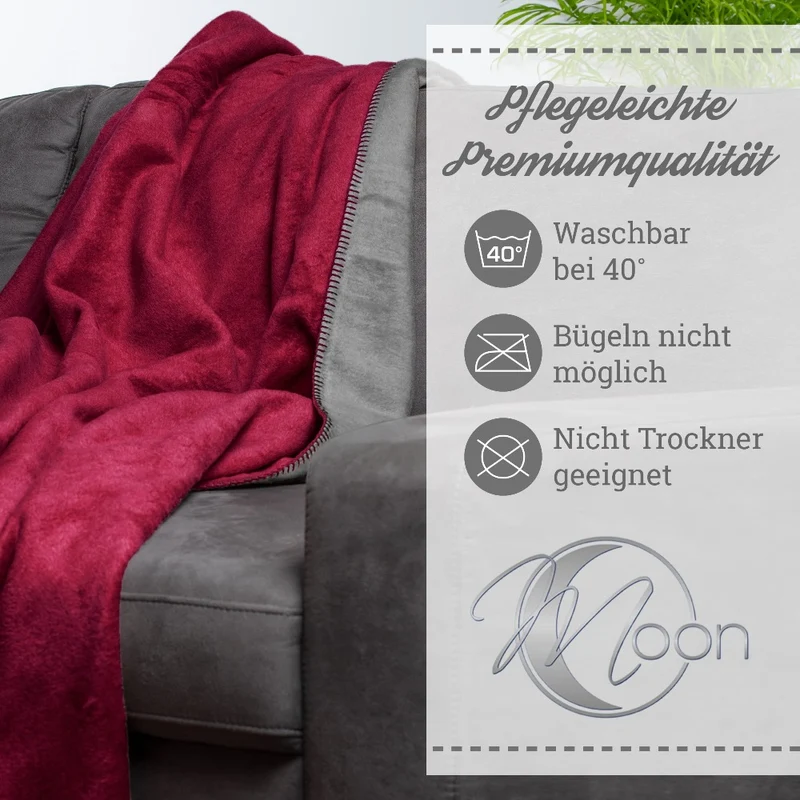 Moon Doubleface Kuscheldecke Wohndecke Baumwollmix ca. 150x200cm geketteter Rand