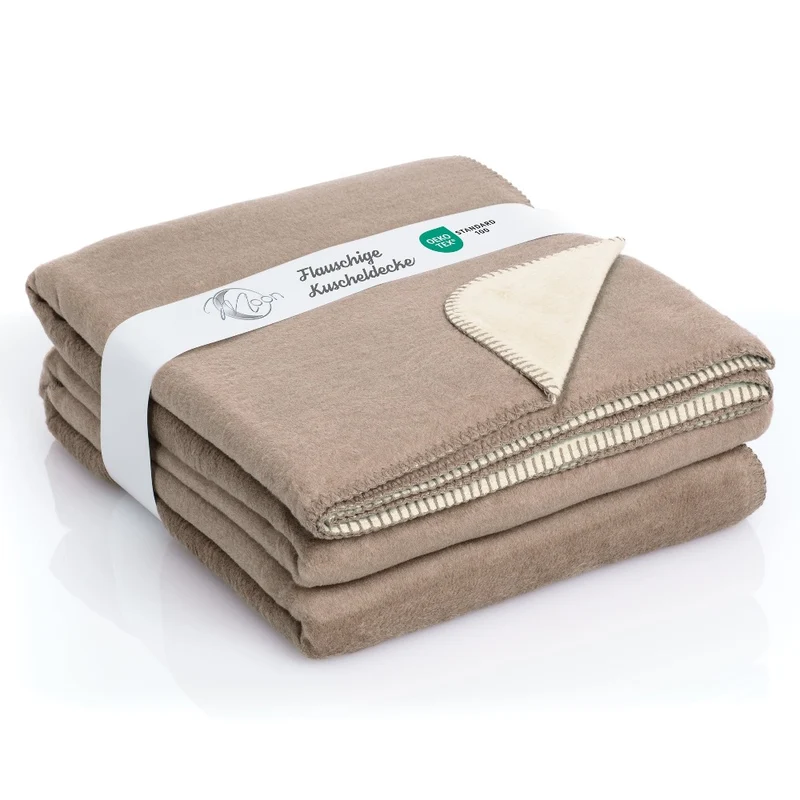 Moon Doubleface Kuscheldecke Wohndecke Baumwollmix ca. 150x200cm geketteter Rand