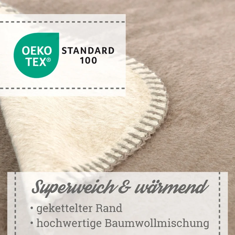 Moon Doubleface Kuscheldecke Wohndecke Baumwollmix ca. 150x200cm geketteter Rand