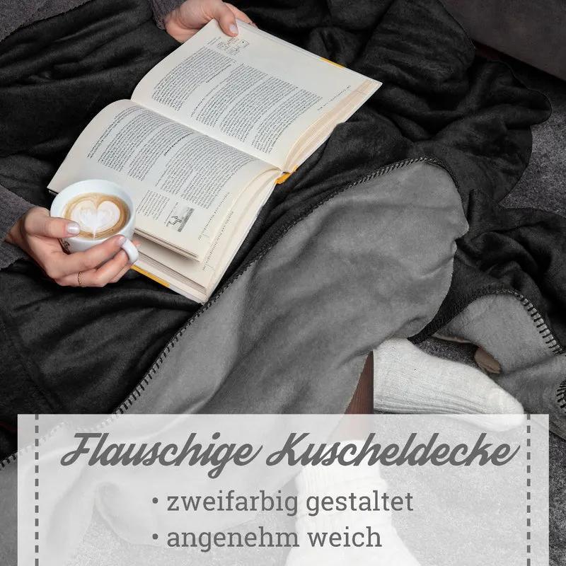 Moon Doubleface Kuscheldecke Wohndecke Baumwollmix ca. 150x200cm geketteter Rand