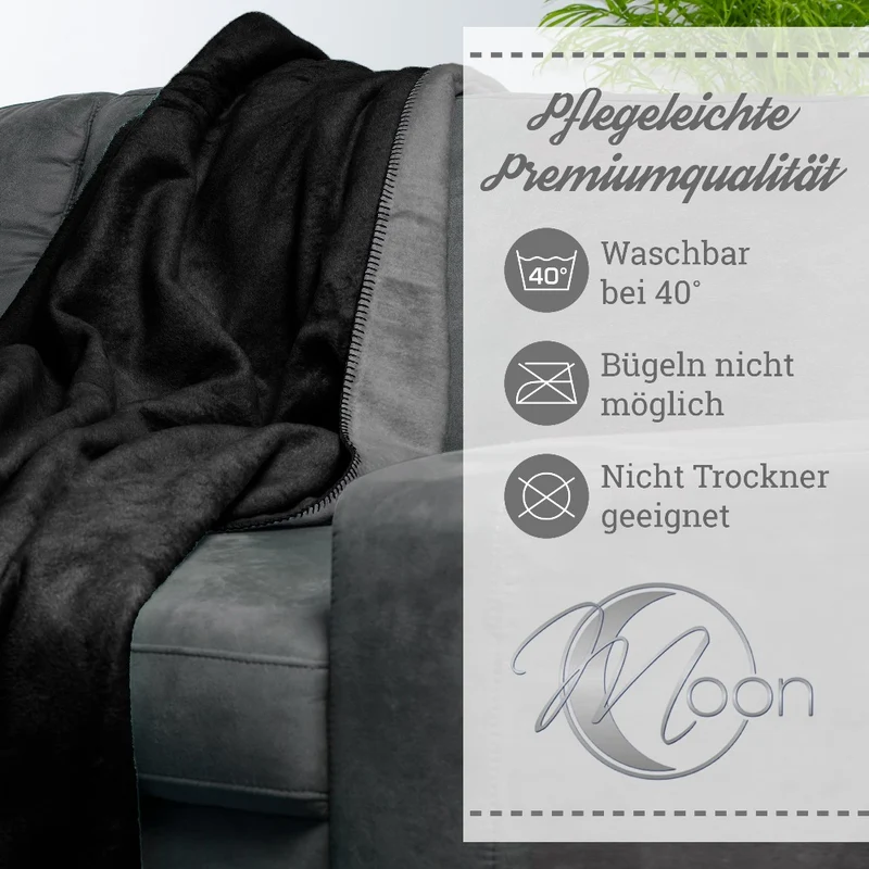 Moon Doubleface Kuscheldecke Wohndecke Baumwollmix ca. 150x200cm geketteter Rand