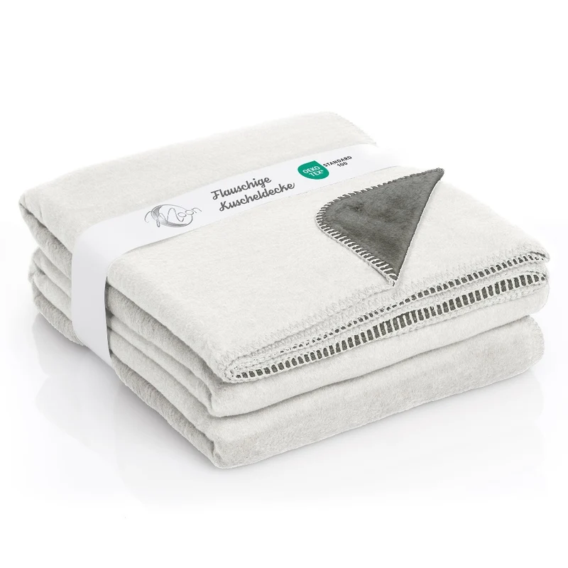 Moon Doubleface Kuscheldecke Wohndecke Baumwollmix ca. 150x200cm geketteter Rand