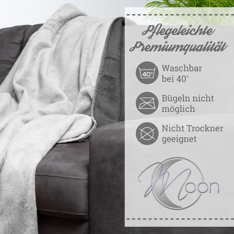 Moon Doubleface Kuscheldecke Wohndecke Baumwollmix ca. 150x200cm geketteter Rand