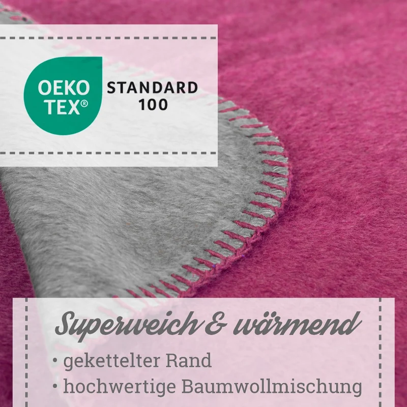 Moon Doubleface Kuscheldecke Wohndecke Baumwollmix ca. 150x200cm geketteter Rand