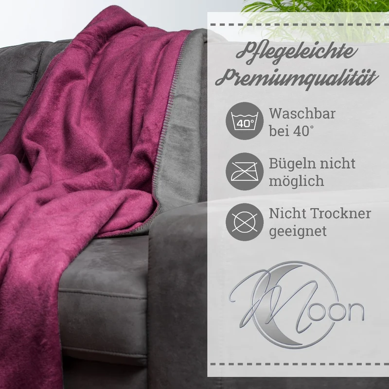 Moon Doubleface Kuscheldecke Wohndecke Baumwollmix ca. 150x200cm geketteter Rand