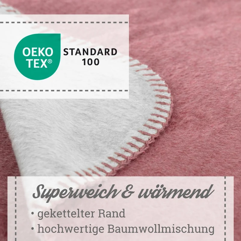 Moon Doubleface Kuscheldecke Wohndecke Baumwollmix ca. 150x200cm geketteter Rand