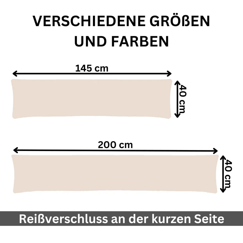 Kissenbezug XXL 40x200 Doppelpack Stillkissen Seitenschläferkissen Jersey MOON