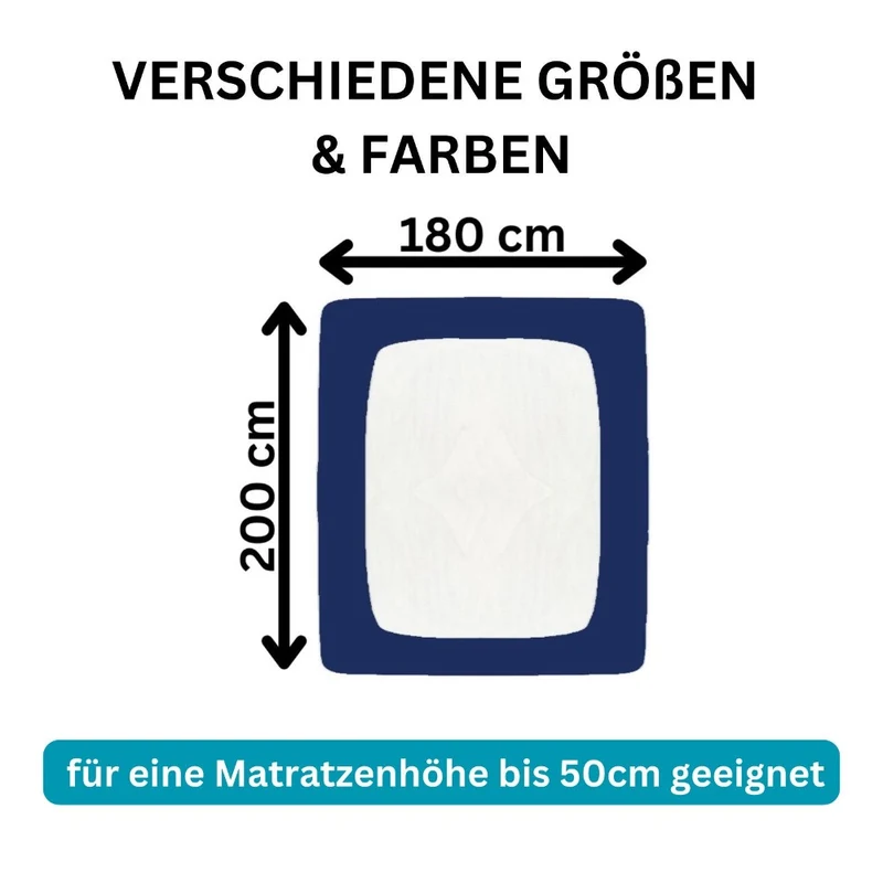 Spannbetttuch 180x200-200x220cm Laken Boxspringbett 50cm 190g/m² MOON LineSilver