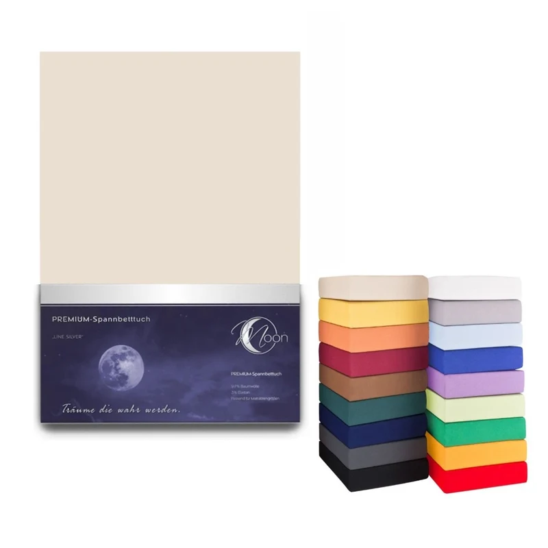Spannbetttuch 180x200-200x220cm Laken Boxspringbett 50cm 190g/m² MOON LineSilver
