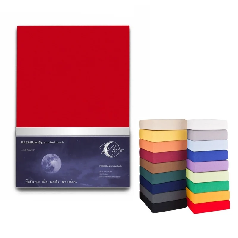 Spannbetttuch 180x200-200x220cm Laken Boxspringbett 50cm 190g/m² MOON LineSilver