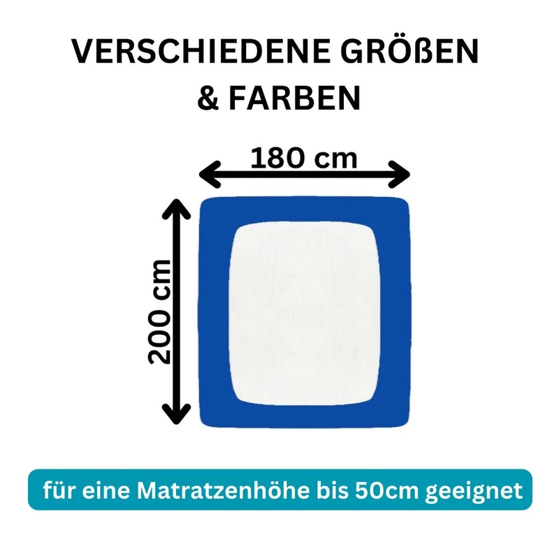 Spannbetttuch 180x200-200x220cm Laken Boxspringbett 50cm 190g/m² MOON LineSilver