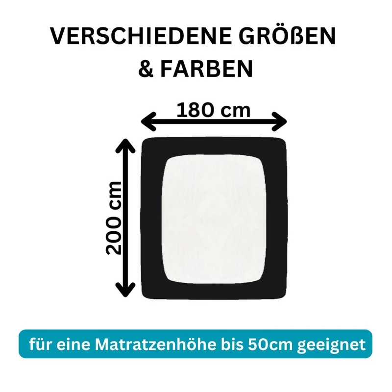 Spannbetttuch 180x200-200x220cm Laken Boxspringbett 50cm 190g/m² MOON LineSilver