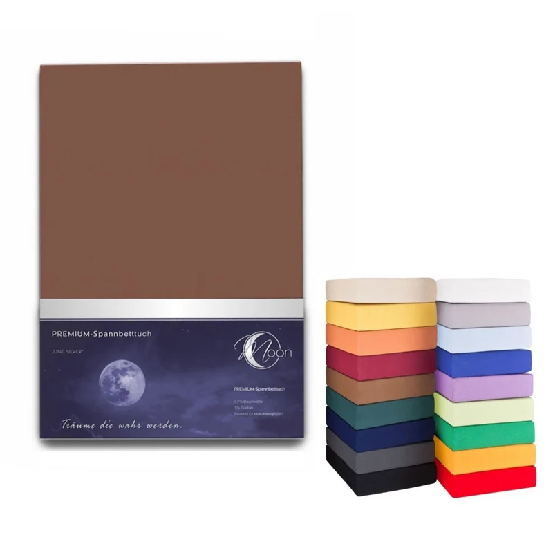 Spannbetttuch 180x200-200x220cm Laken Boxspringbett 50cm 190g/m² MOON LineSilver