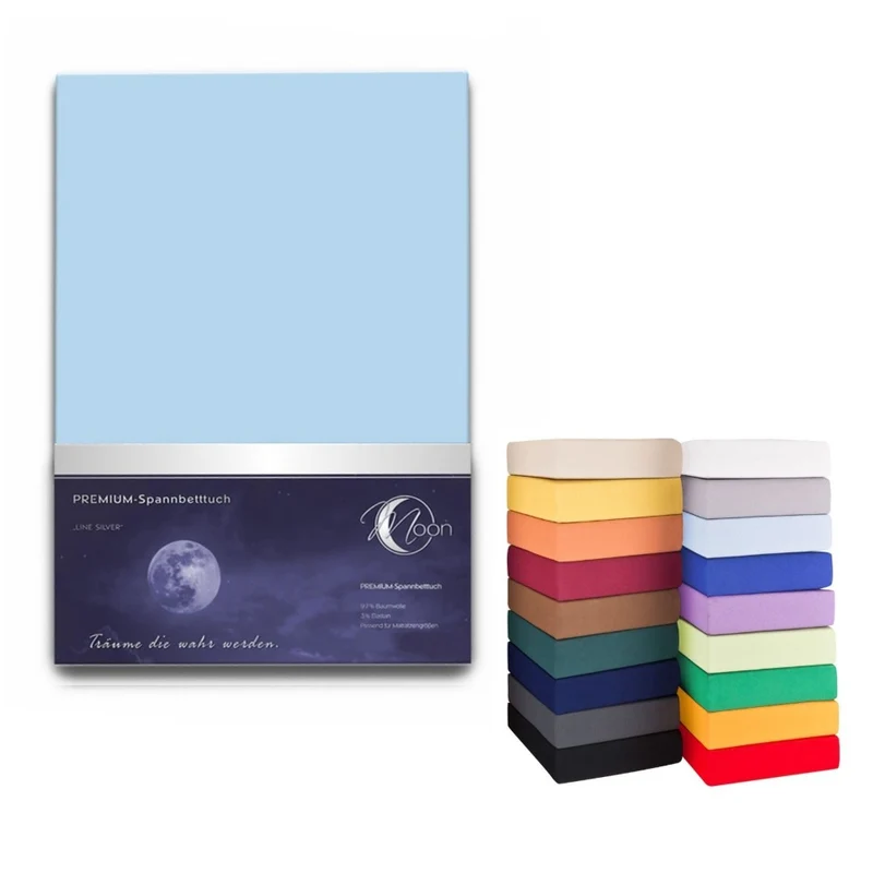 Spannbetttuch 180x200-200x220cm Laken Boxspringbett 50cm 190g/m² MOON LineSilver