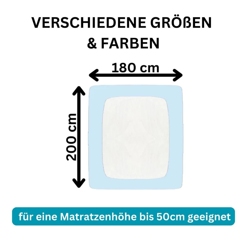 Spannbetttuch 180x200-200x220cm Laken Boxspringbett 50cm 190g/m² MOON LineSilver