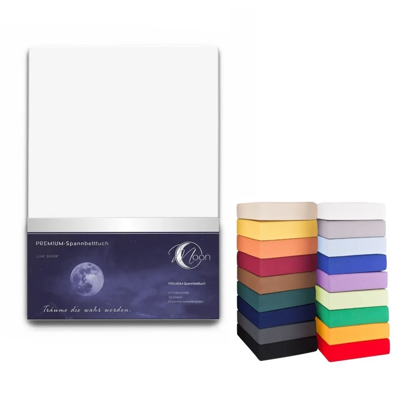 Spannbetttuch 180x200-200x220cm Laken Boxspringbett 50cm 190g/m² MOON LineSilver