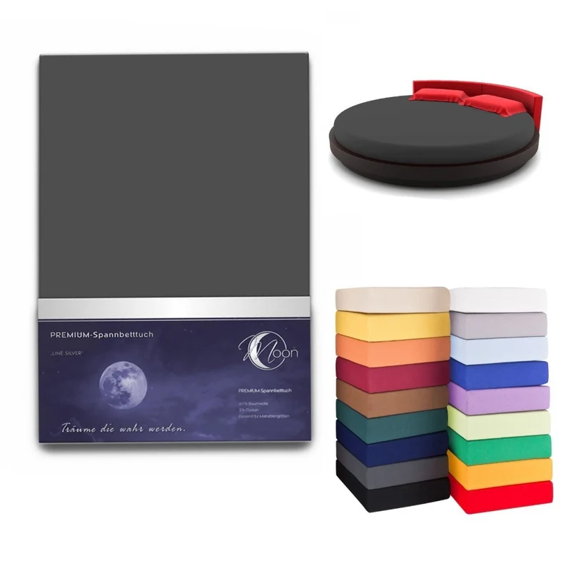 Spannbettlaken Rund 245cm Spanntuch fürs Wasserbett 190g/m² Moon Line Silver