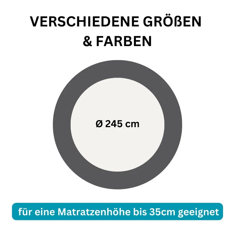 Spannbettlaken Rund 245cm Spanntuch fürs Wasserbett 190g/m² Moon Line Silver