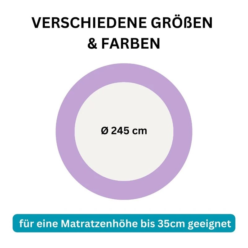 Spannbettlaken Rund 245cm Spanntuch fürs Wasserbett 190g/m² Moon Line Silver