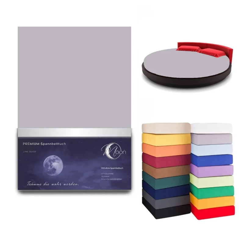 Spannbettlaken Rund 245cm Spanntuch fürs Wasserbett 190g/m² Moon Line Silver